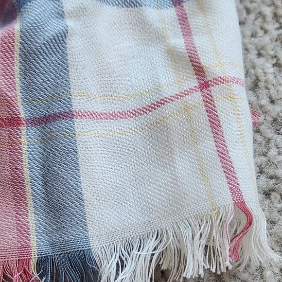 NWT Talbots pastel plaid scarf cotton/rayon - Picture 5 of 7